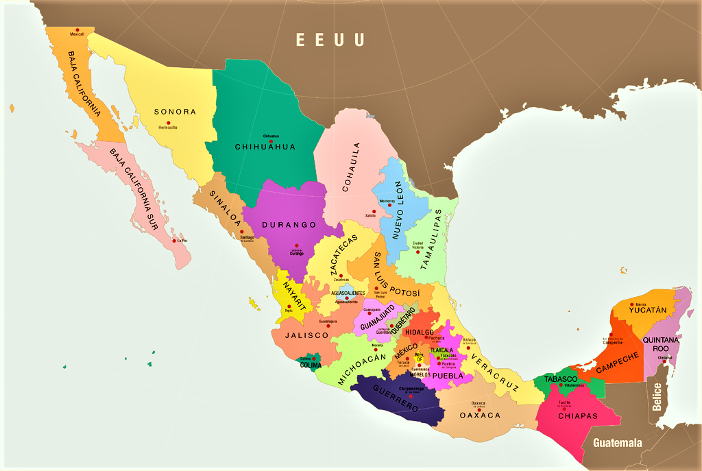 Mapa De México Con Nombres República Mexicana Descargar E Imprimir Mapas 0562