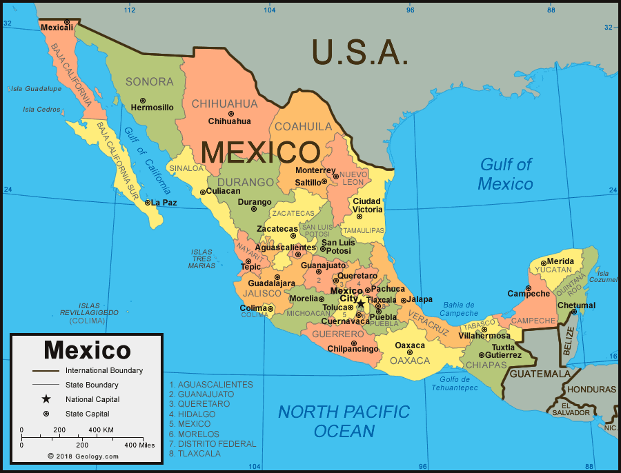 Mapa De México Con Nombres República Mexicana Descargar E Imprimir Mapas 8993