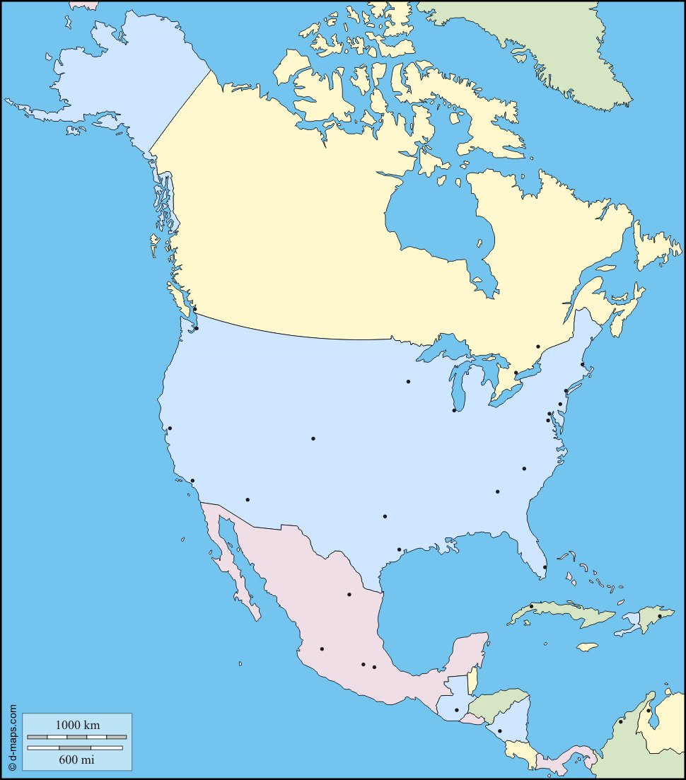Mapa De América Del Norte Paises Y Capitales De Norteamérica