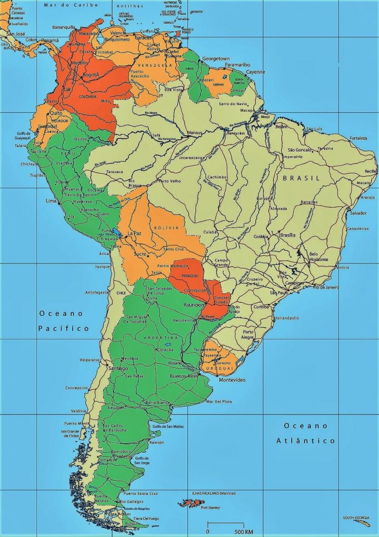 Mapa De América Del Sur Paises Y Capitales De Sudamérica Descargar E Imprimir Mapas 6842