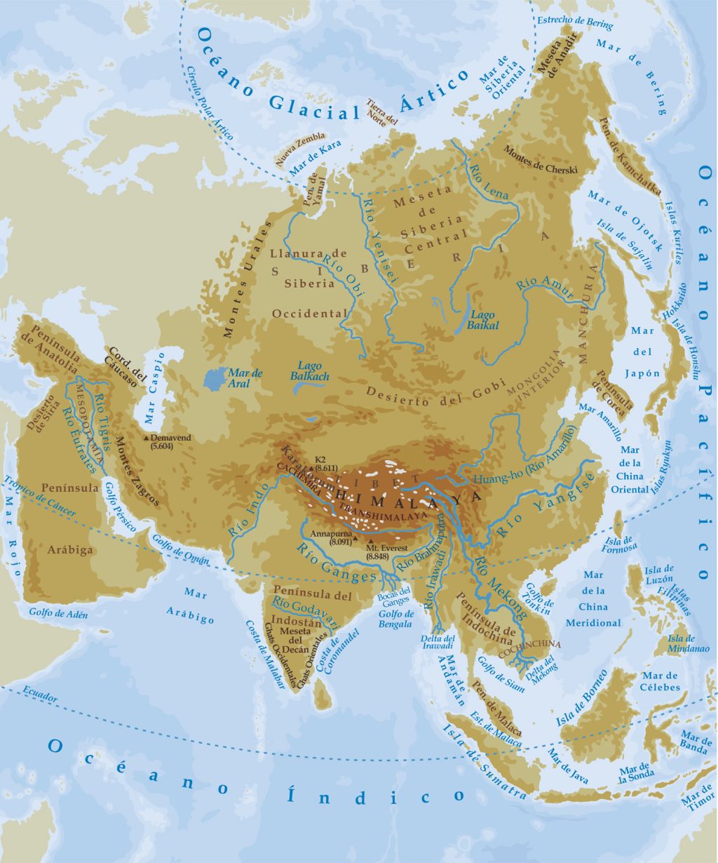 Mapa De De Asia Físico Político Y Mudo Descargar E Imprimir Mapas 7766