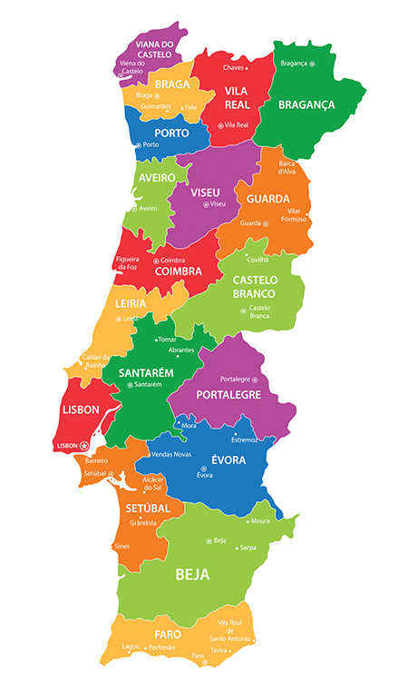 Mapa De Portugal Con Ciudades Y Distritos Descargar E Imprimir Mapas 1818