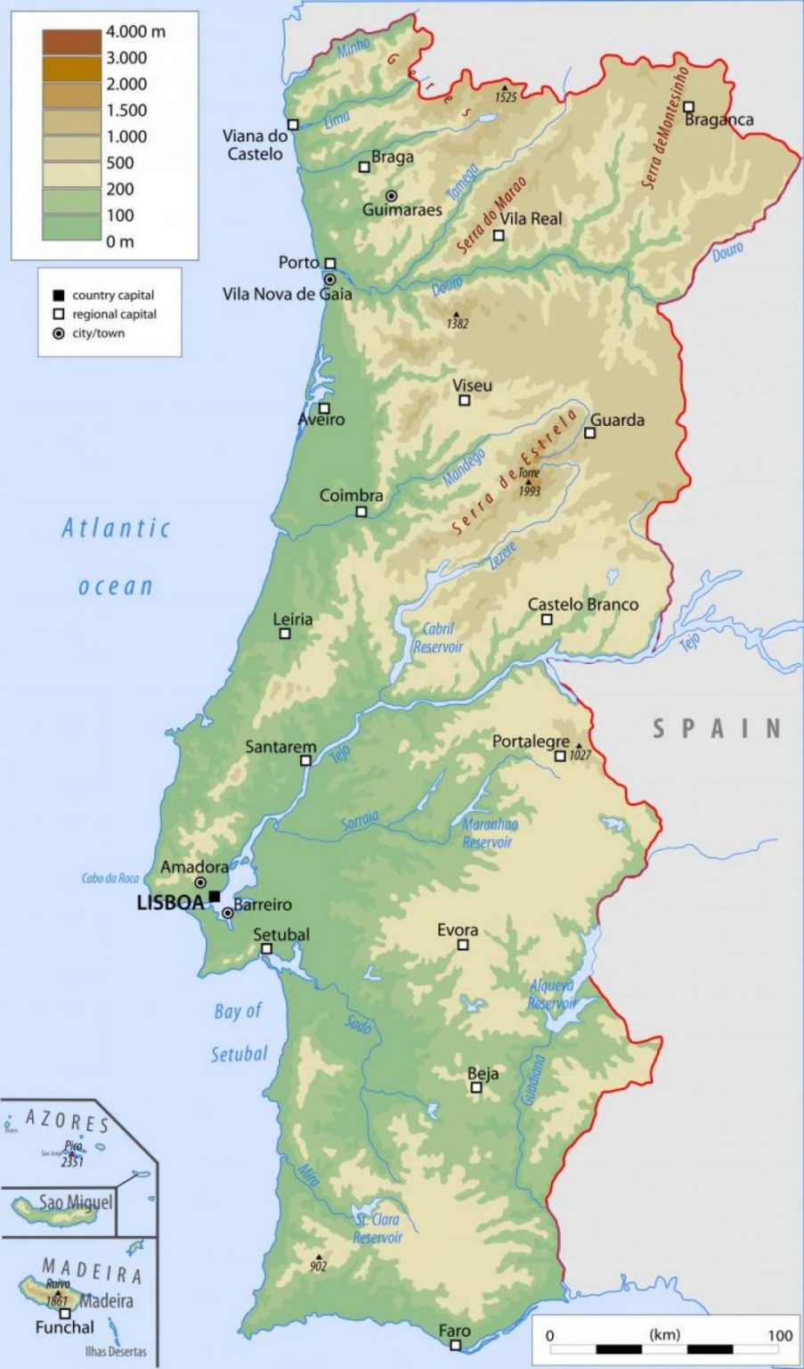 Mapa De Portugal Con Ciudades Y Distritos Descargar E Imprimir Mapas 8338