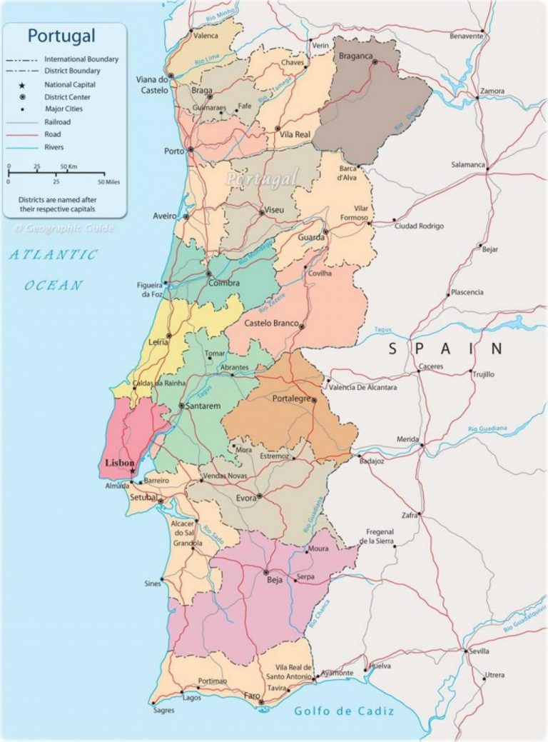 Mapa De Portugal Con Ciudades Y Distritos Descargar E Imprimir Mapas 0204