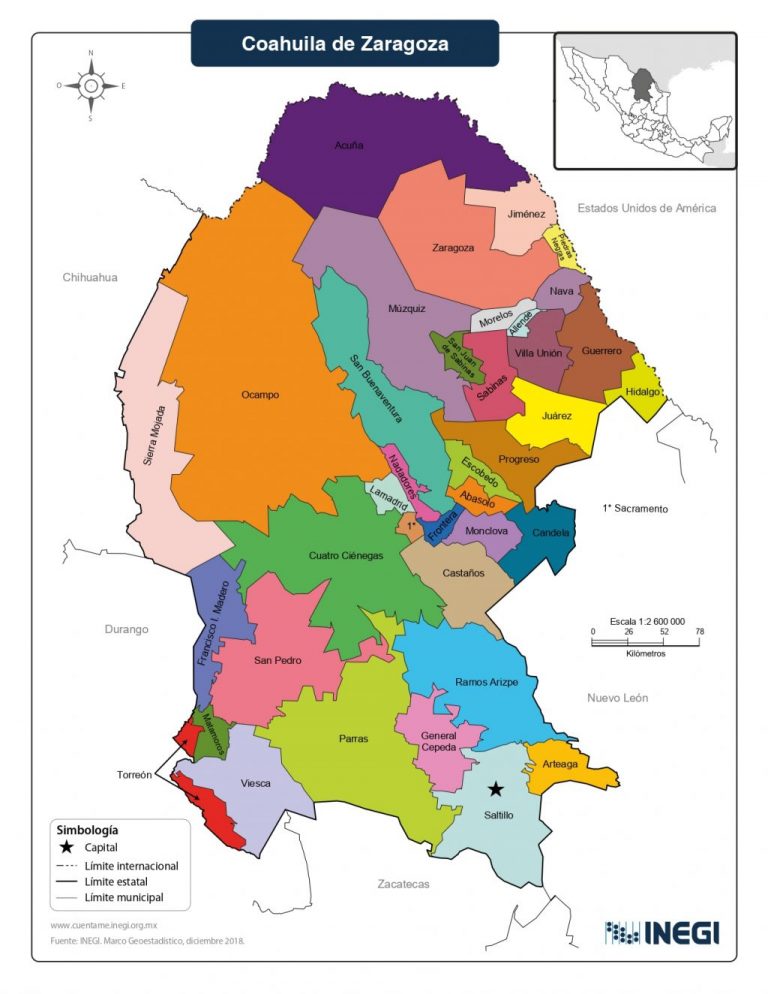 Mapa De Coahuila Con Municipios | Estado De Coahuila México | Mapas.top