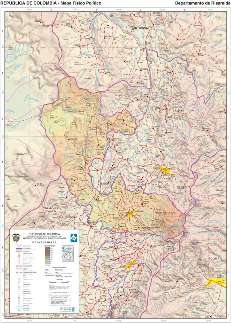 Mapa De Risaralda Con Municipios Departamento De Colombia Para Descargar E Imprimir 