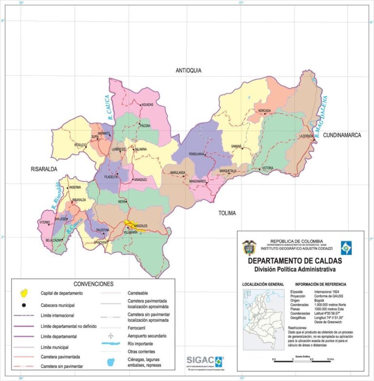 Mapa De Caldas Con Municipios Departamento De Colombia Para Descargar E Imprimir 9678